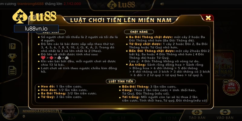 Sử dụng cách chơi Tiến Lên Miền Nam chuẩn tại Lu88