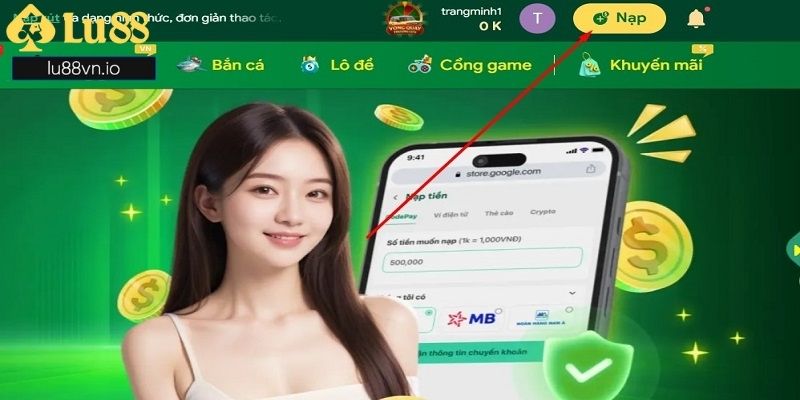 Tạo lệnh gửi vốn trên menu trang chủ